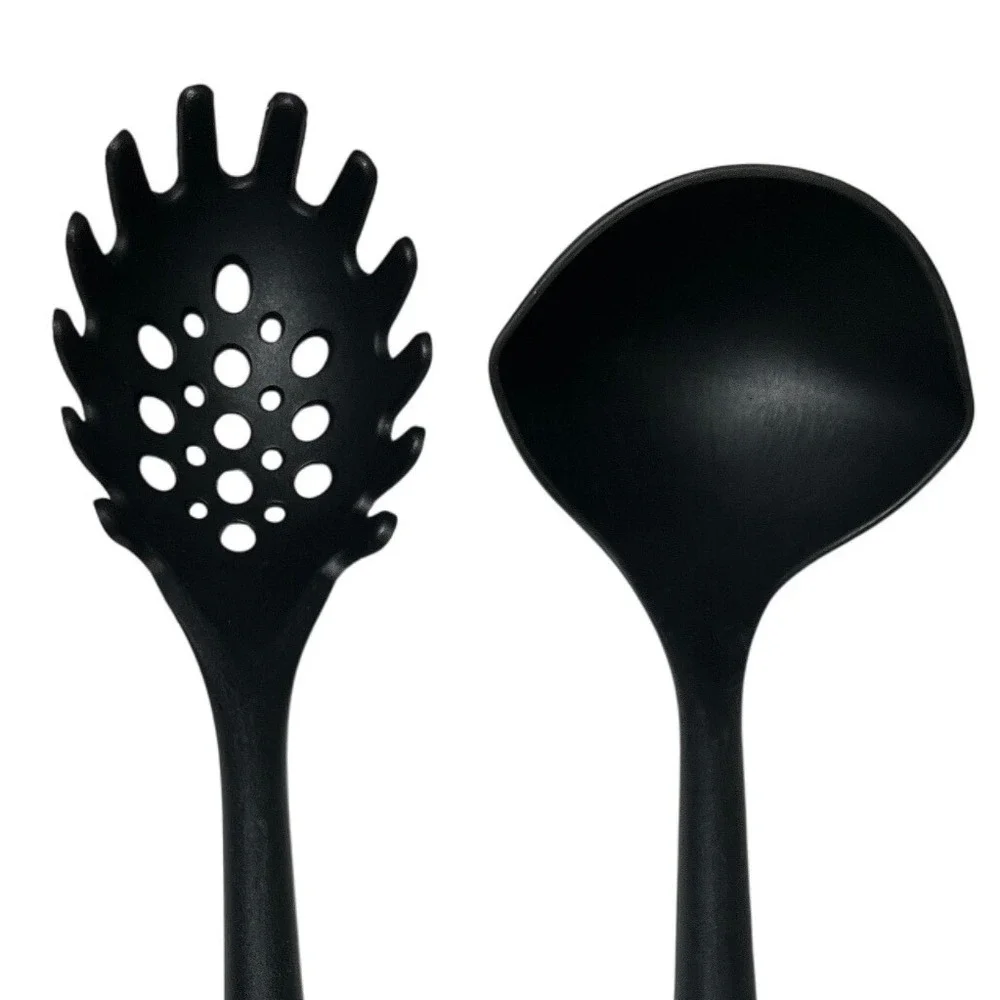 Cuisinart Utensil Set Ladle and Pasta Server‎ Spoon Teal Handle Nonstick Safe